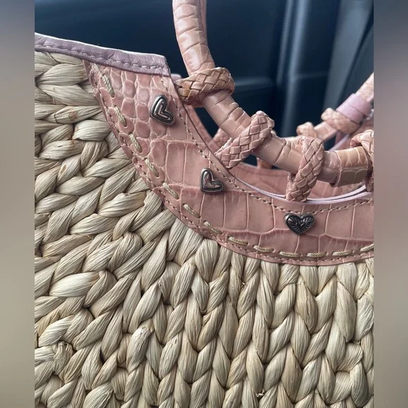 Brighton Leili Dusty Rose Straw Tote EUC - Picture 10 of 13